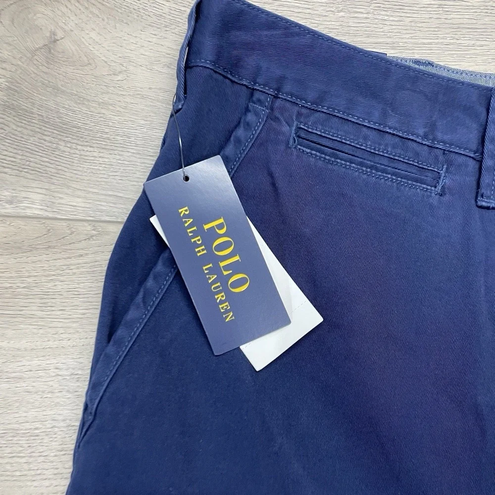 NWT Polo Ralph Lauren Relaxed Fit Blue Chino Shorts Men Sz 38 Prep Casual